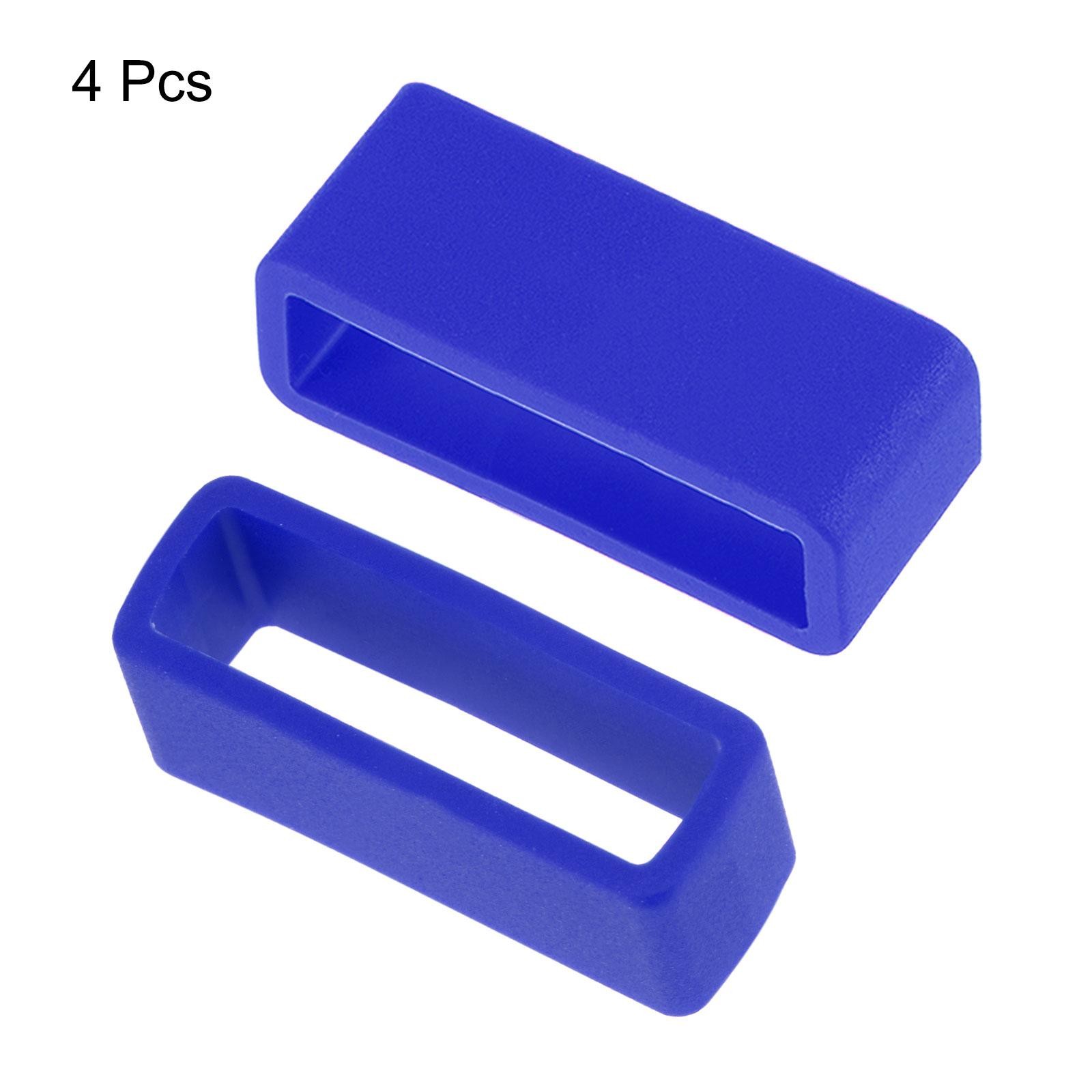 Watch Band Strap Loops Silicone for 24mm Width Watch Band, Blue 4 Pcs