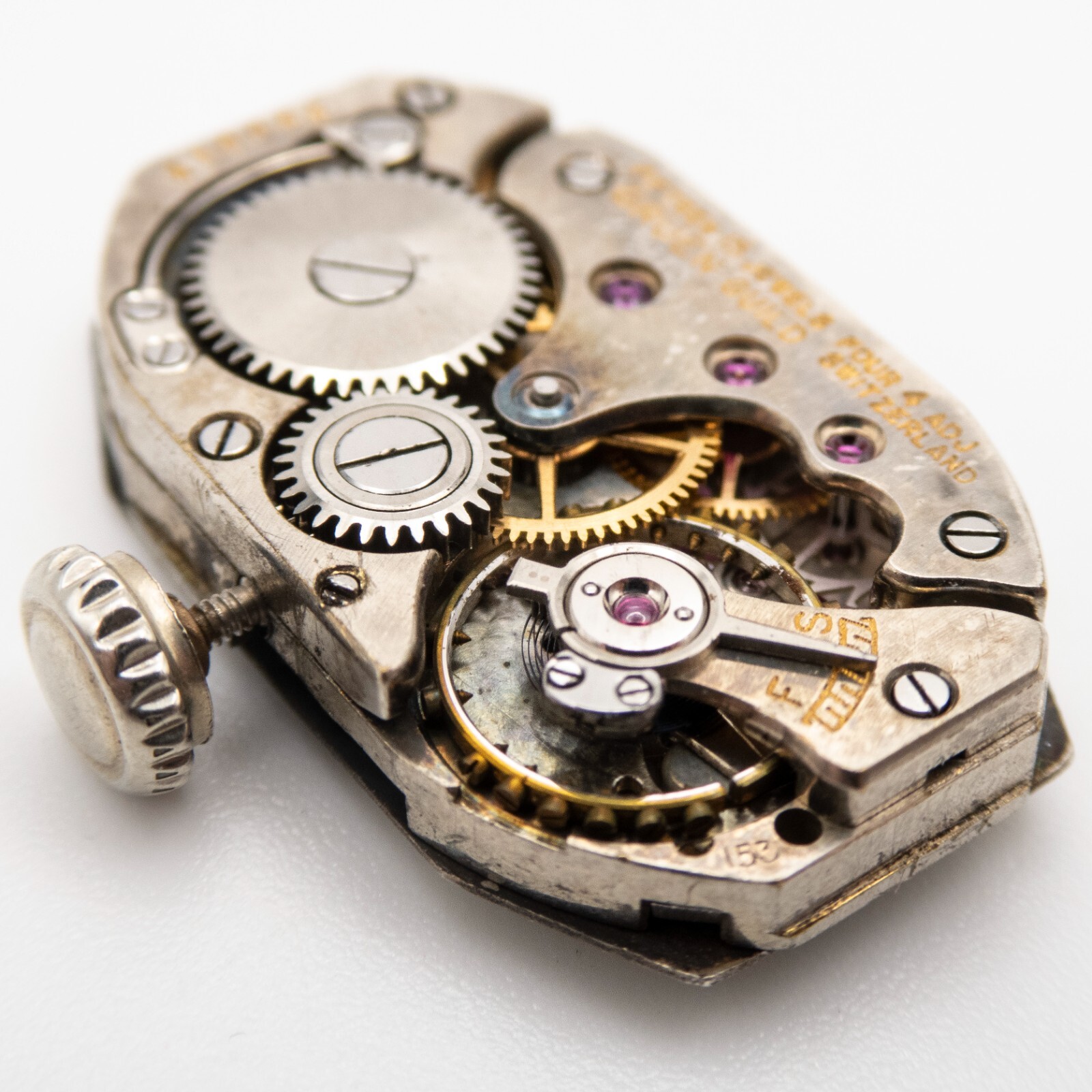 Vintage Gruen 15.5 x 25 x 5.2 mm 15-Jewel 4-Adjustment Wristwatch Movement