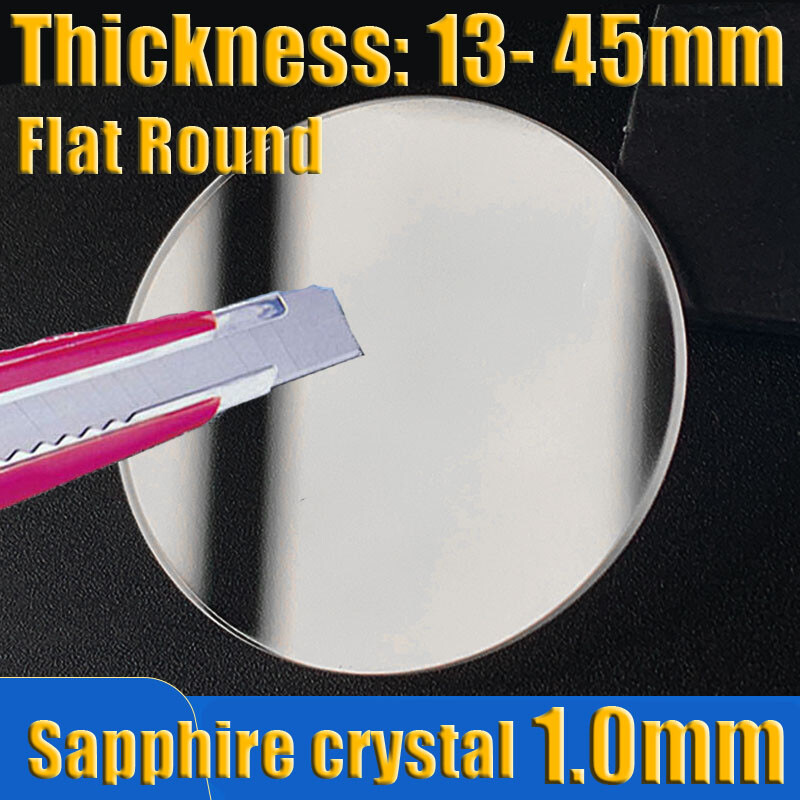 Sapphire Watch Crystal 1.0mm Flat Round 13 to 45mm Watch Glass Replacement Lens