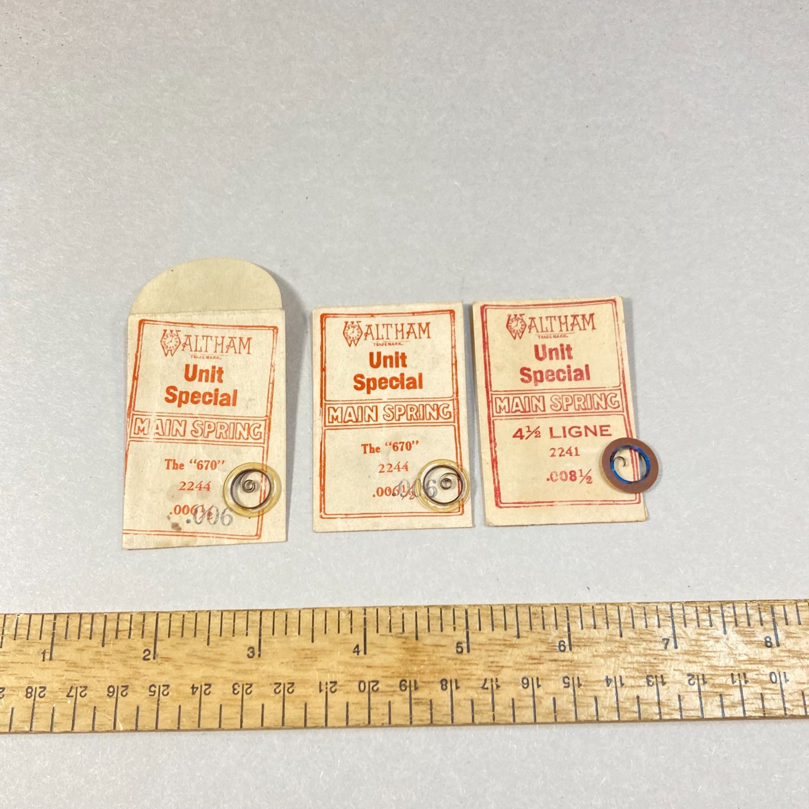 Vintage Waltham Mainspring 3 Pc Unit Special 2 Sizes Watch Repair