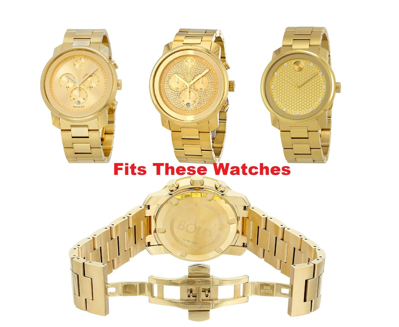 Movado Bold Men’s Gold Chronograph Watch 3600278 Case End Link MB.01.1.34.6136