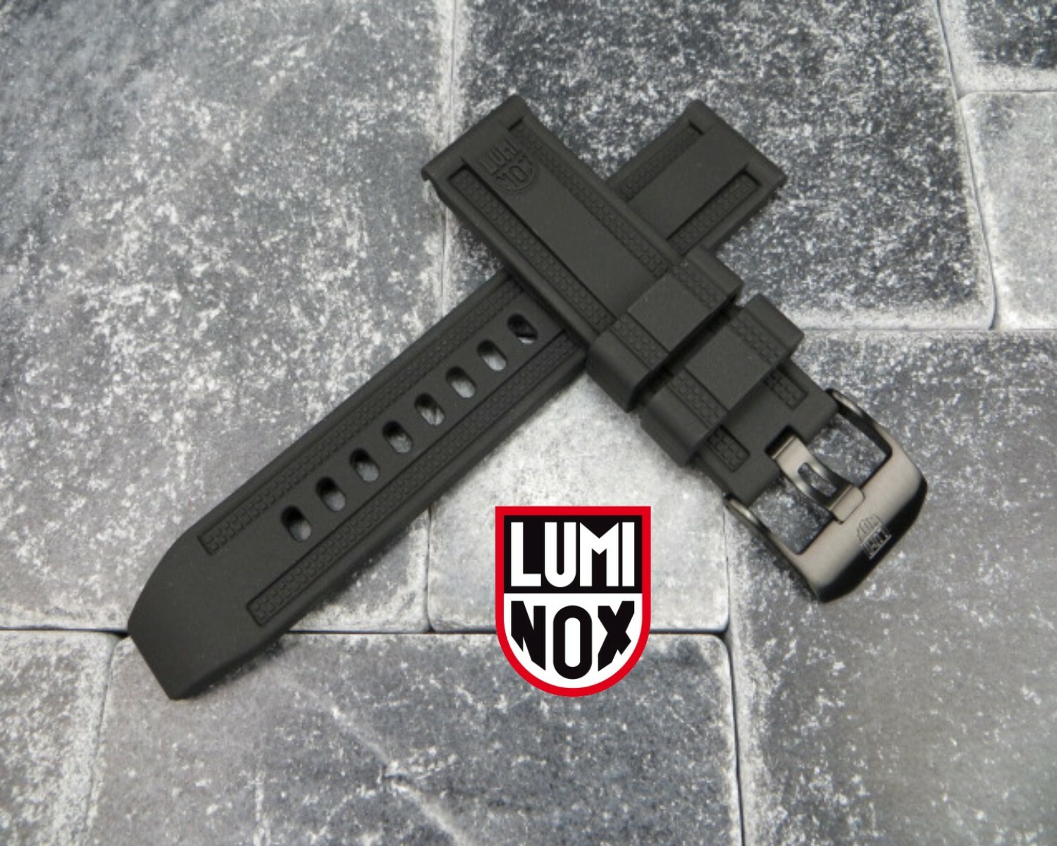 23mm LUMINOX Rubber Strap Diver Watch Band EVO 3050 3950 Navy Seal Black PVD