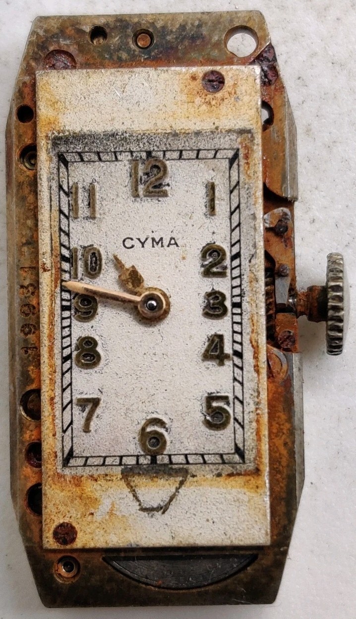 Vintage Cyma Tavannes Cal. 344.a 15 jewel watch movement Runs For Repair