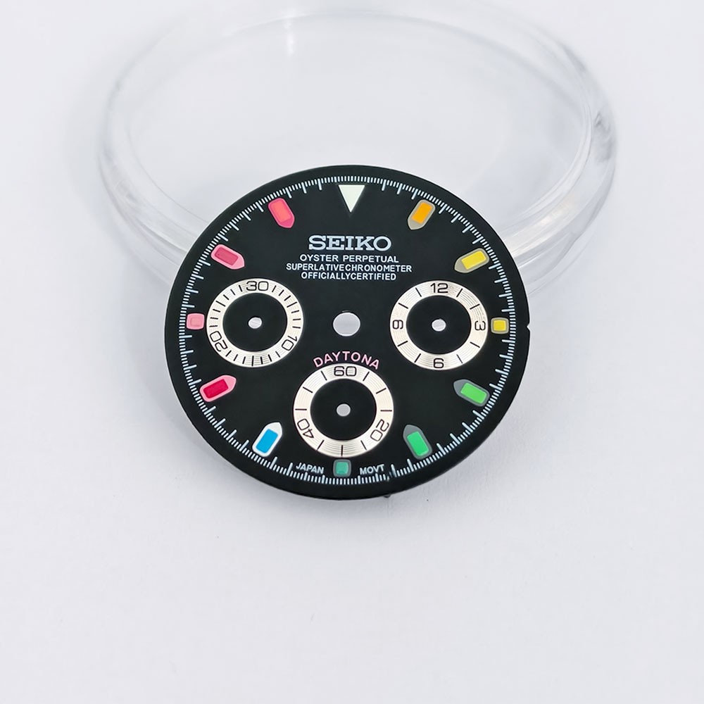 Watch Dial 29.5mm Green Luminous For Seiko VK63 Quartz Meteorite pattern Dials