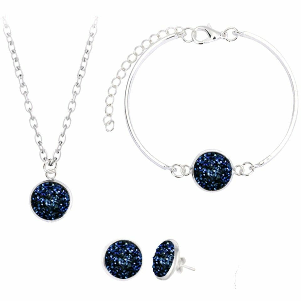 *Your Choice of 9 Colors!* Druzy 3-Piece Jewelry Set