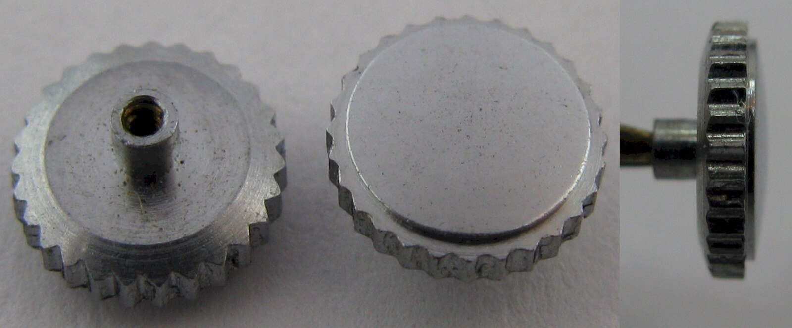 Crown for watch in chrome plated 6 millimeters fit stem 0.9 mm * tap 10 *