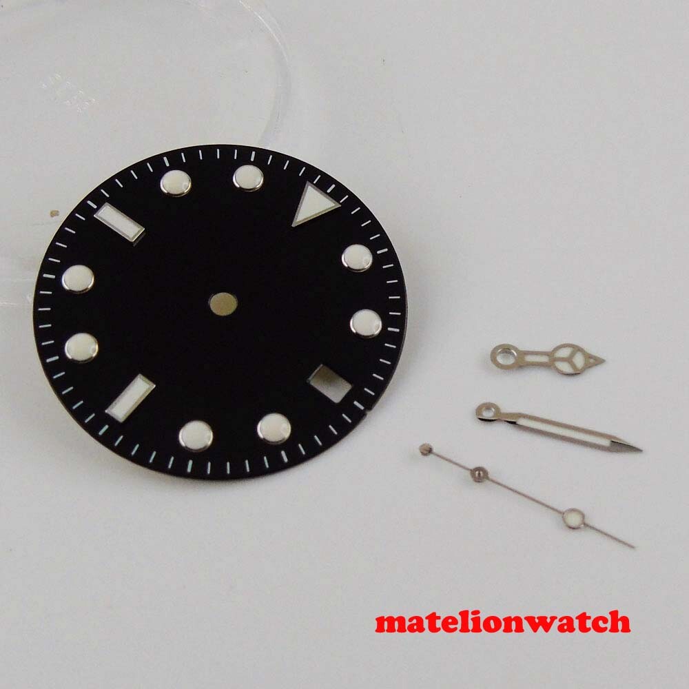 31.3mm Black luminous Watch Dial + Hands Fit ETA 2824 2836 Miyota 8215 821A