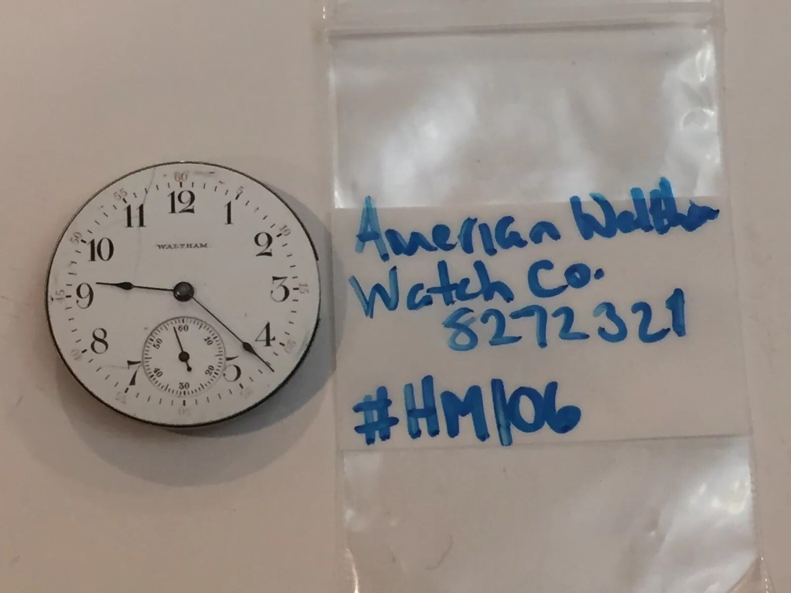 American Waltham Watch Co. Pocket Watch Movement Safety Barrel 8272321 – #HM106