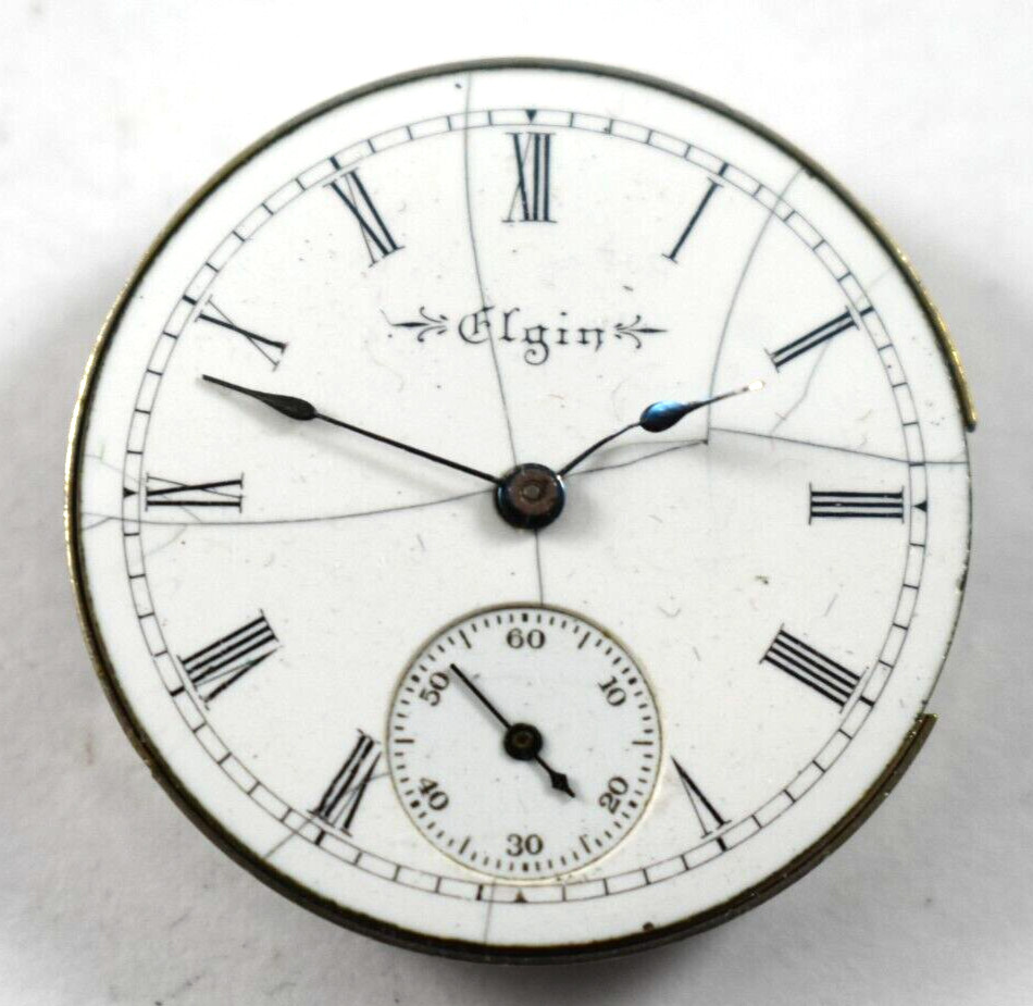 Vintage Elgin 223 0s 15J Hunting Pocket Watch Movement lot.fg