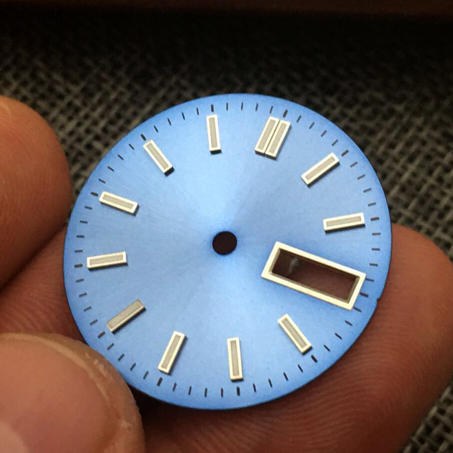 28.5mm NH36 Dial with Studs Sky Blue White Black Green Lume for NH36 Movement