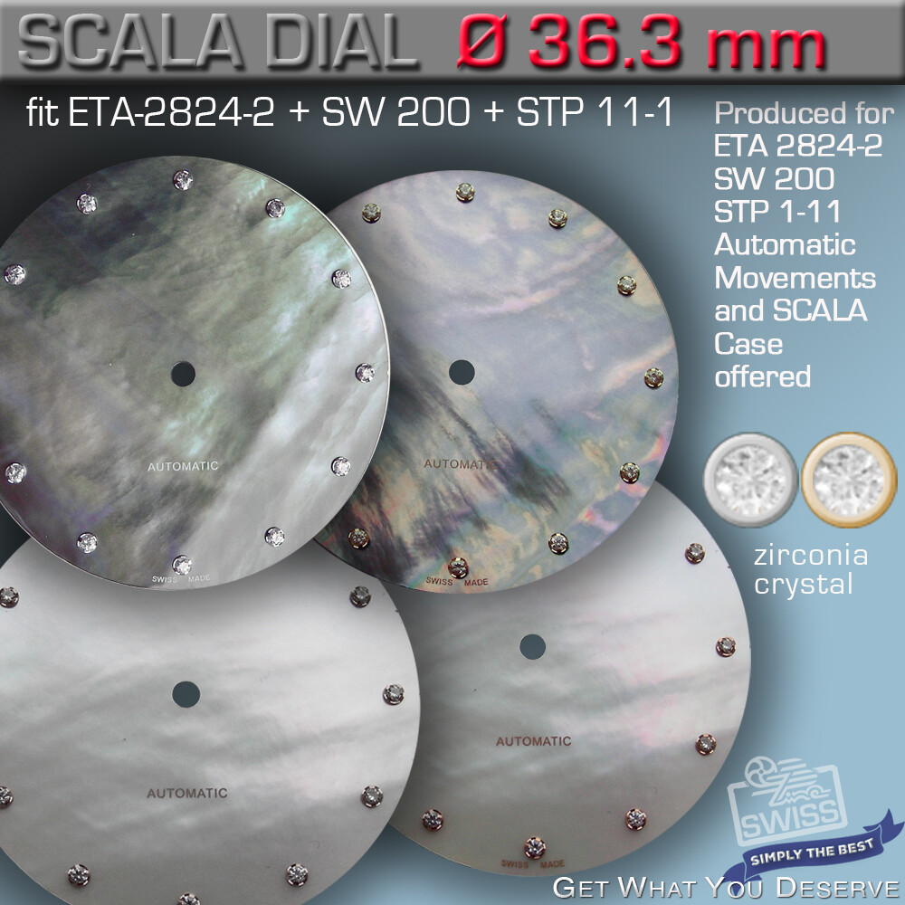 DIAL, ETA 2824-2 + SW 200, STP 1-11, Ø 36.3 MM, MOTHER OF PEARL MOP, ZIRCONIUM