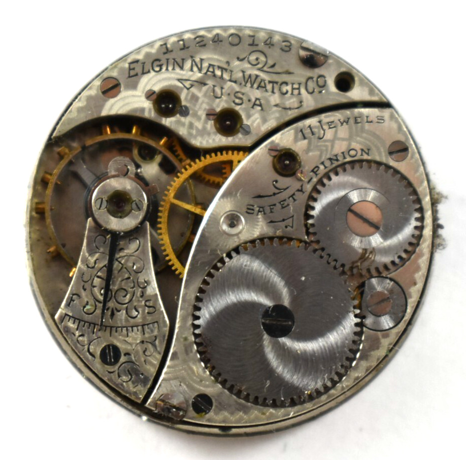 Vintage Elgin Grade 323 0s 11J Hunting Pocket Watch Movement lot.fb