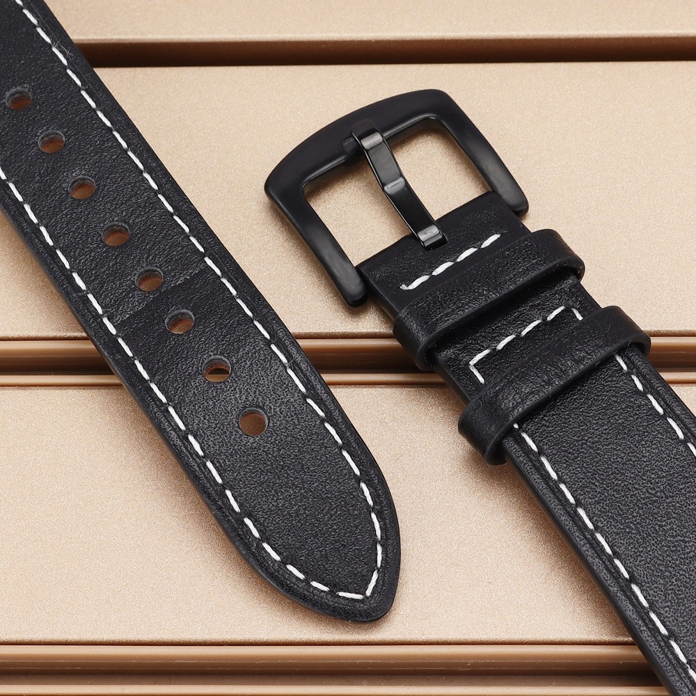 PVD Black 40mm Pilot Watch Case Steel+Calfskin Strap For Seiko NH35 36 ETA 2824