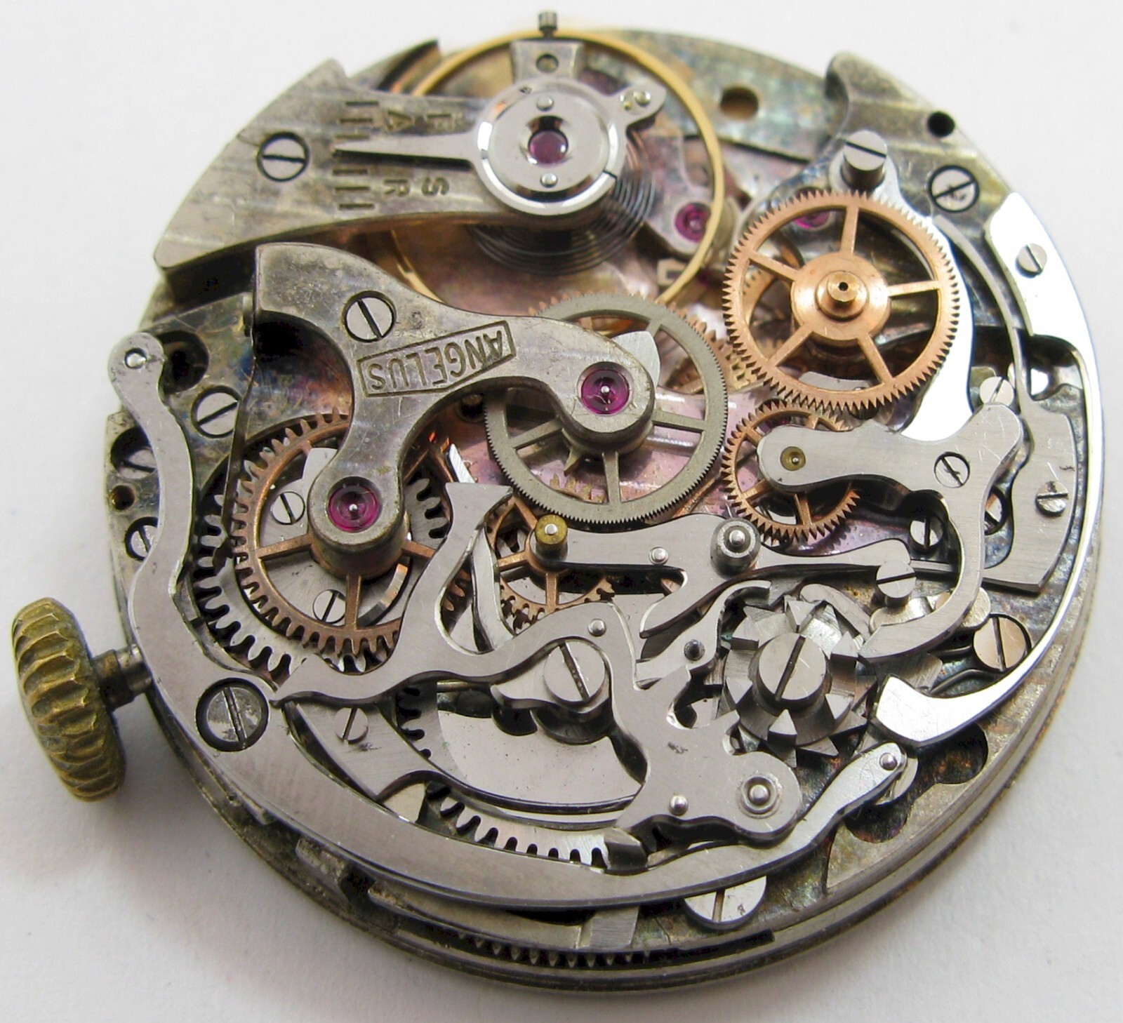 Angelus chronograph 215 watch 17 j. movement in working order for project parts