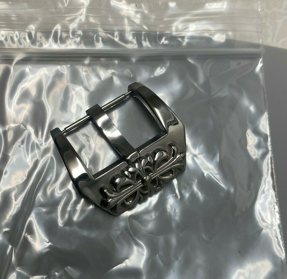 Solid Steel Engraved Buckle/Clasp Tang Buckle 316L Steel 22mm, 24mm