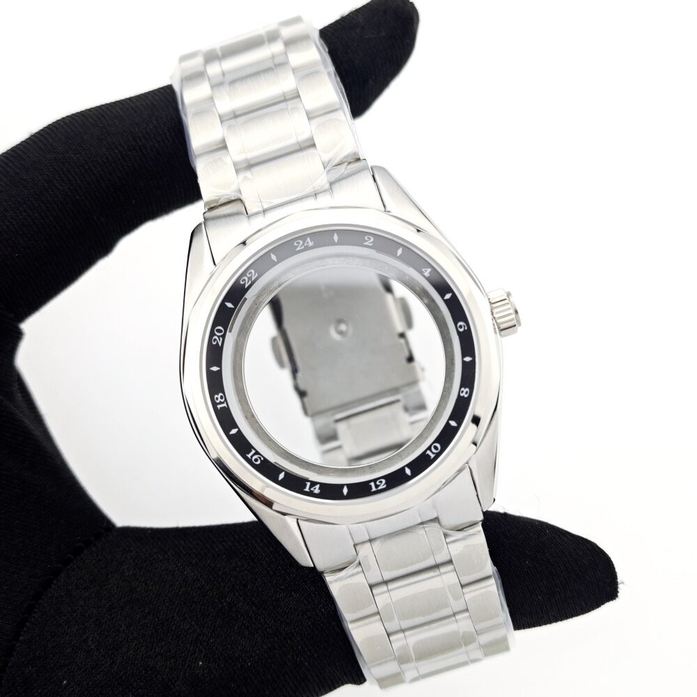 39mm GMT Style Case Two-Tone Bezel Steel Bracelet Fit Auto Mod
