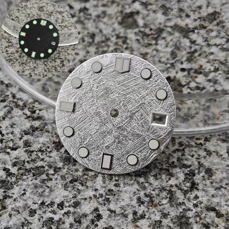 28.5mm Luminous Date Watch Dial Grey Meteorite Style for NH35