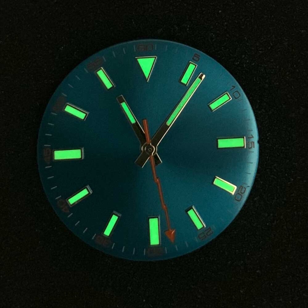 28.5mm Luminous Bamboo Green Watch Dial+Flash Hands for Miyota 8215,821A,dg2813
