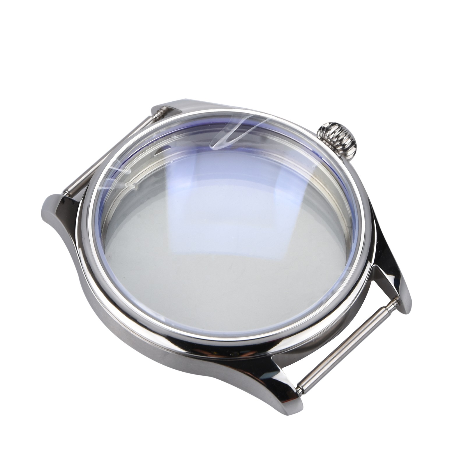 Silver 44mm Stainless Steel Watch Case For ETA6497/6498 Movement Replacement bb