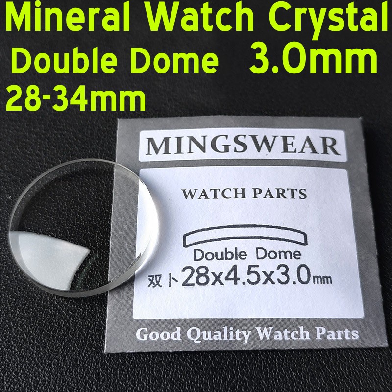 3mm Double Dome Mineral Watch Crystal Glass Universal Replace Watch Lens 28-34mm