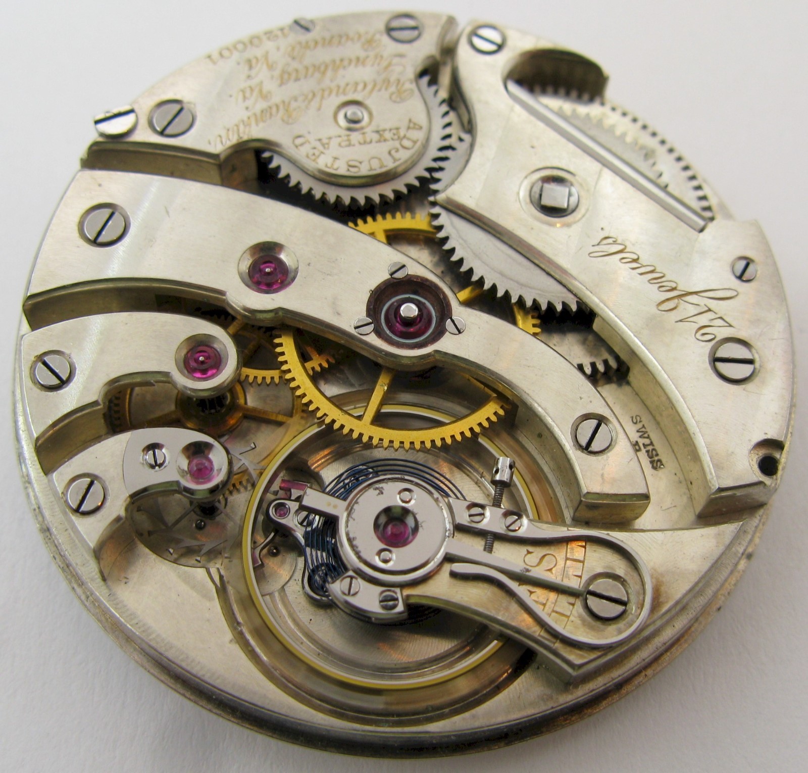 Quality Agassiz Pocket Watch Movement for parts .. HC 43.1 mm Ryland & Rankin VA