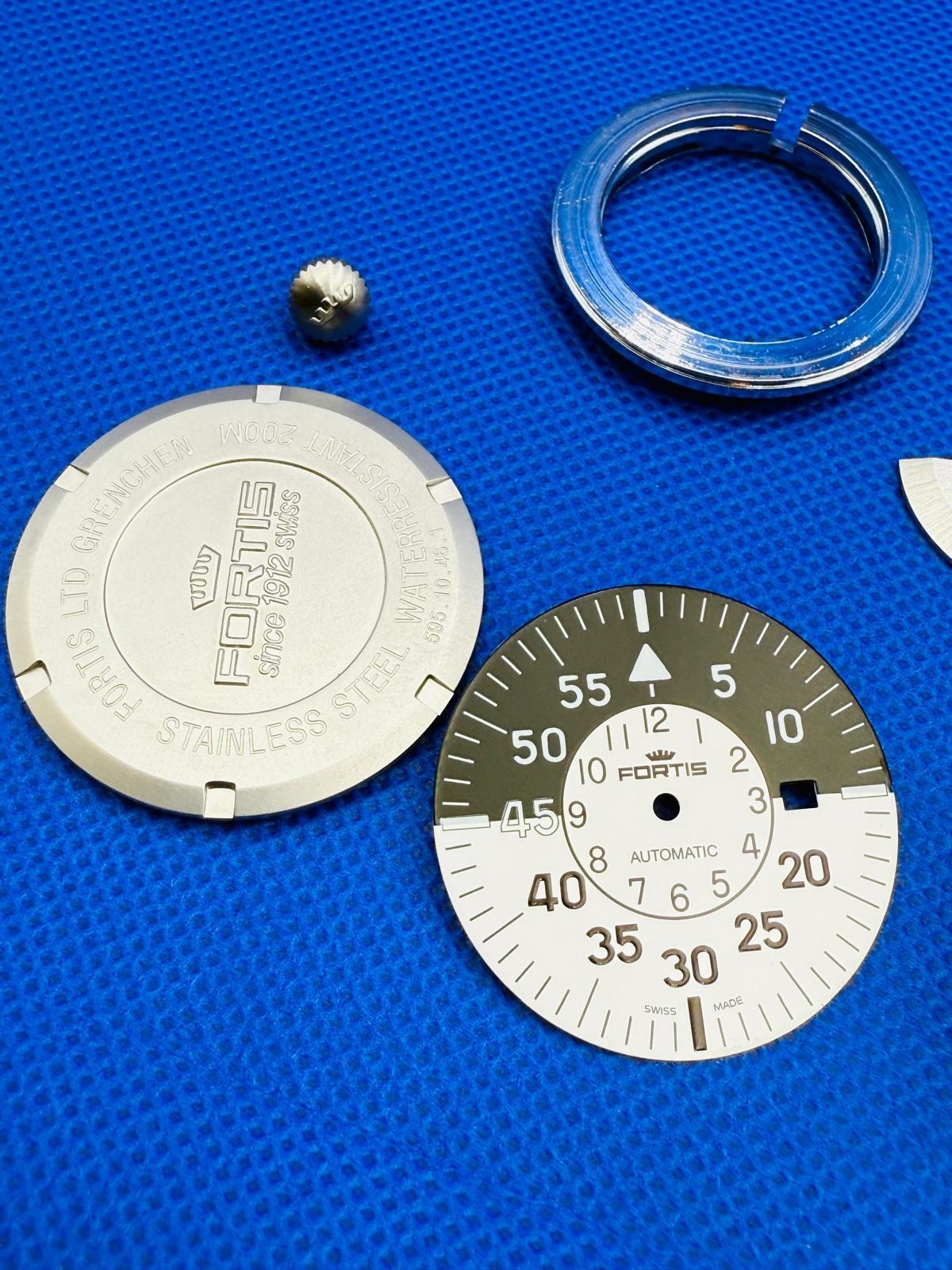 Fortis Flieger Cockpit Complete Kit New Black/White Dial 40mm Case 595.10.46.1
