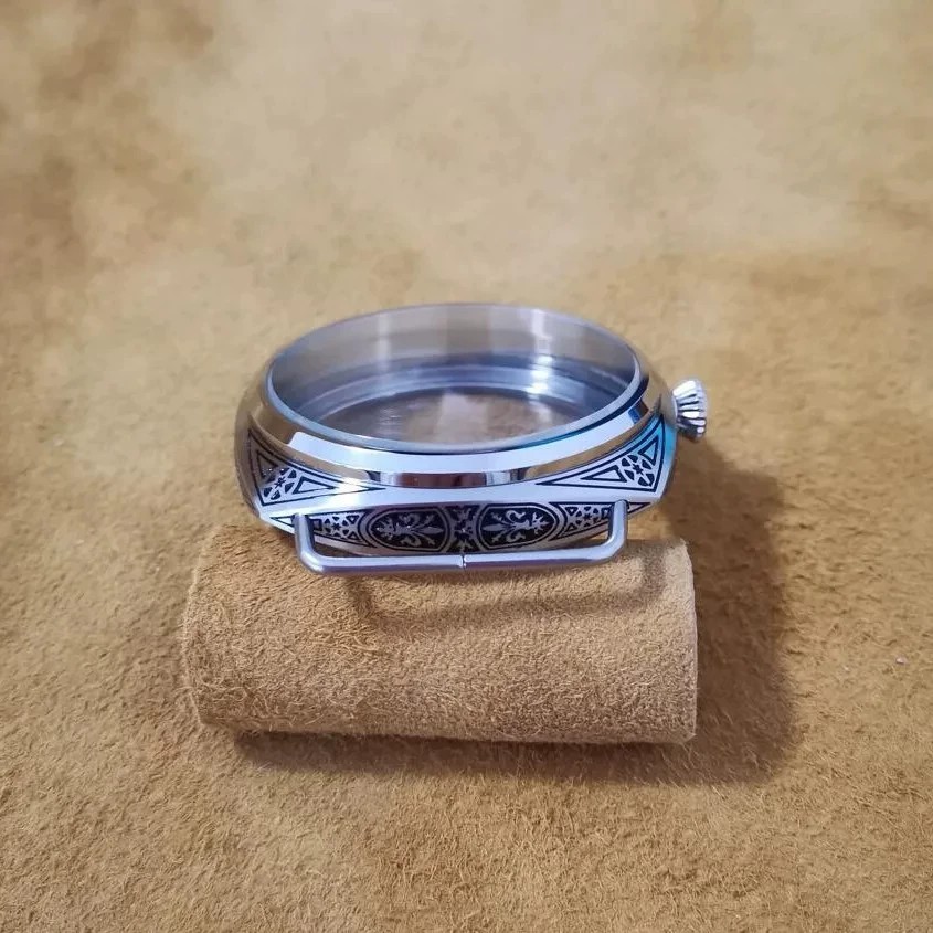 47mm Engraved Watch Case 316L Stainless Steel Fits ST3600 ST3621 ETA 6497 6498