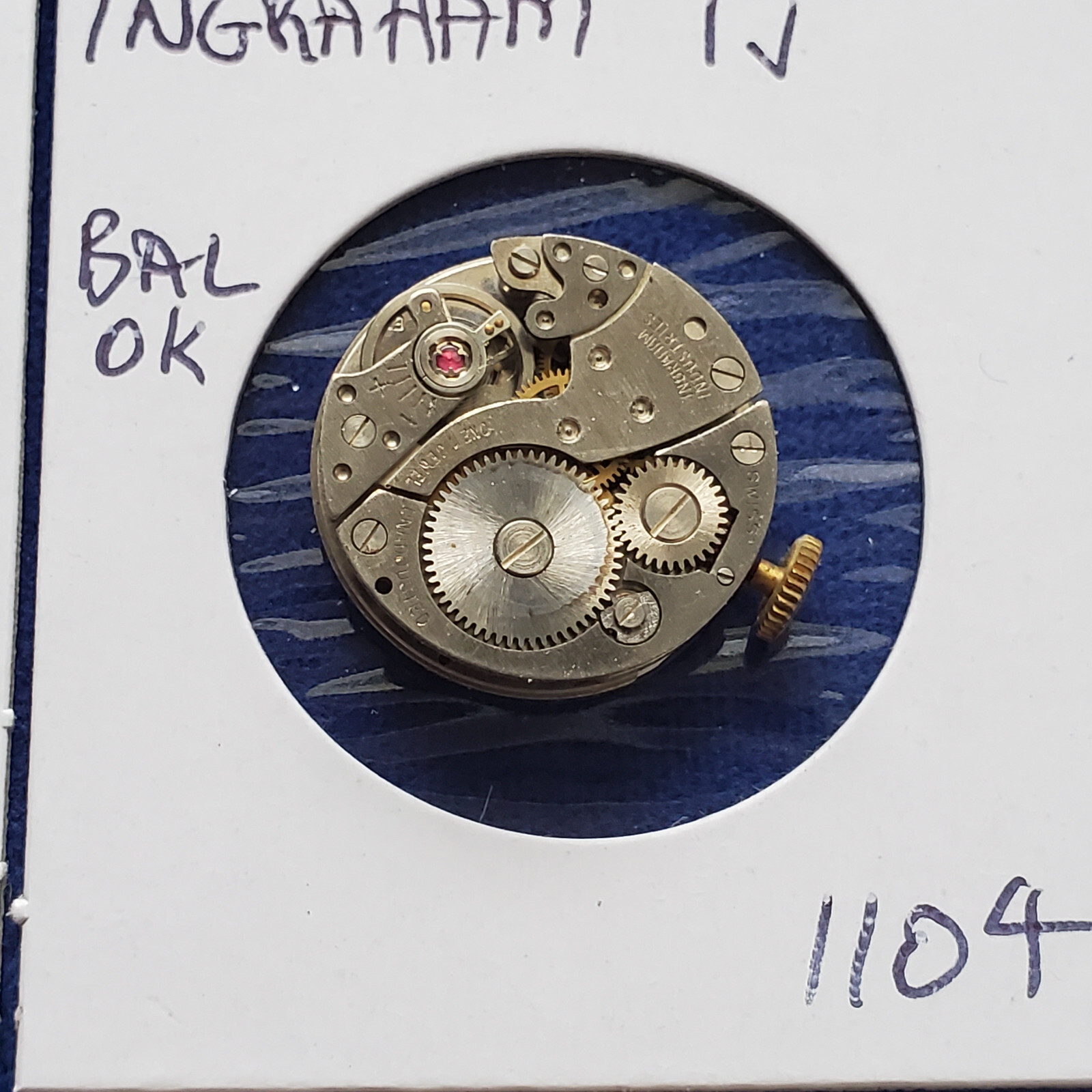 LADIES INGRAHAM 1J WRIST WATCH MOVEMENT #1104