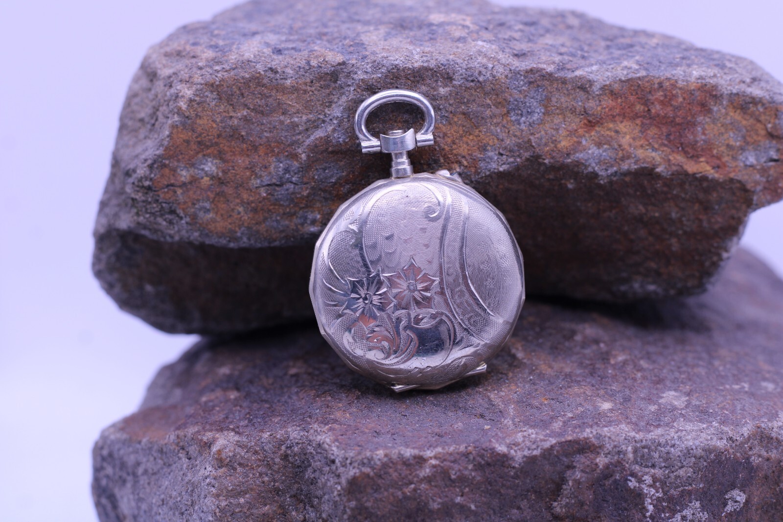 ARGENTAN LADIES SWISS POCKET WATCH FANCY CASE & DIAL 30.5mm DIAMETER NOS (ES)