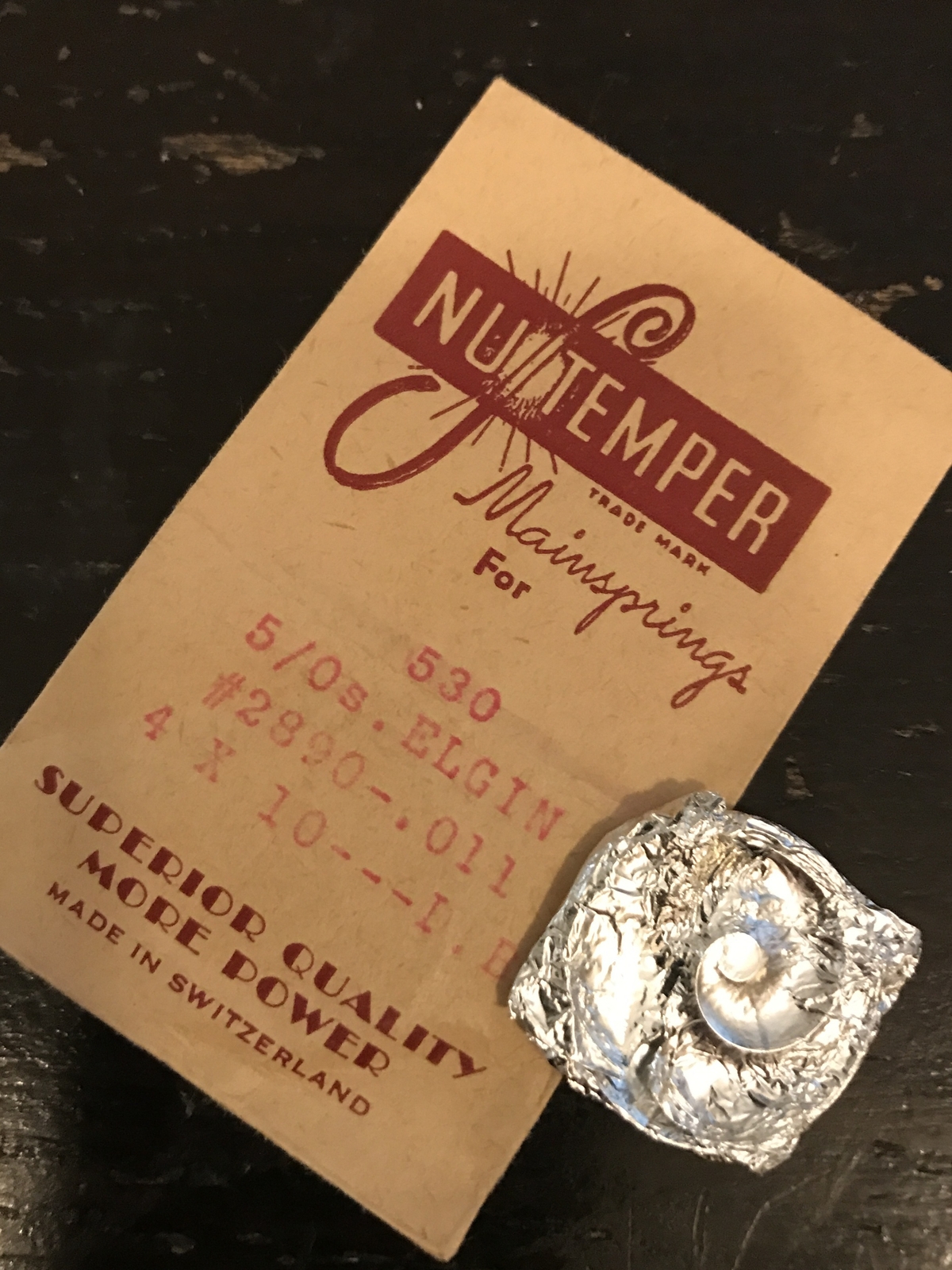 NuTemper Mainspring #530 for Elgin 5/0s & 6/0s Factory No. 2890 – Steel
