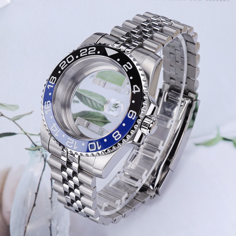 FEIYASHI 40mm Oyster GMT Aviator Watch Case Bracelet Pepsi Bezel For Seiko NH35