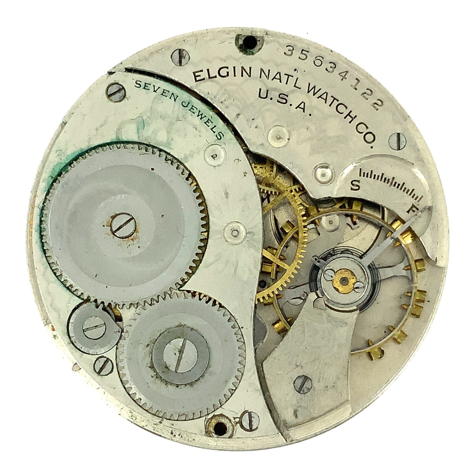 1935 Elgin, Model 3, Grade 303, 12s, 7J, Pocket Watch Movement – RUNS