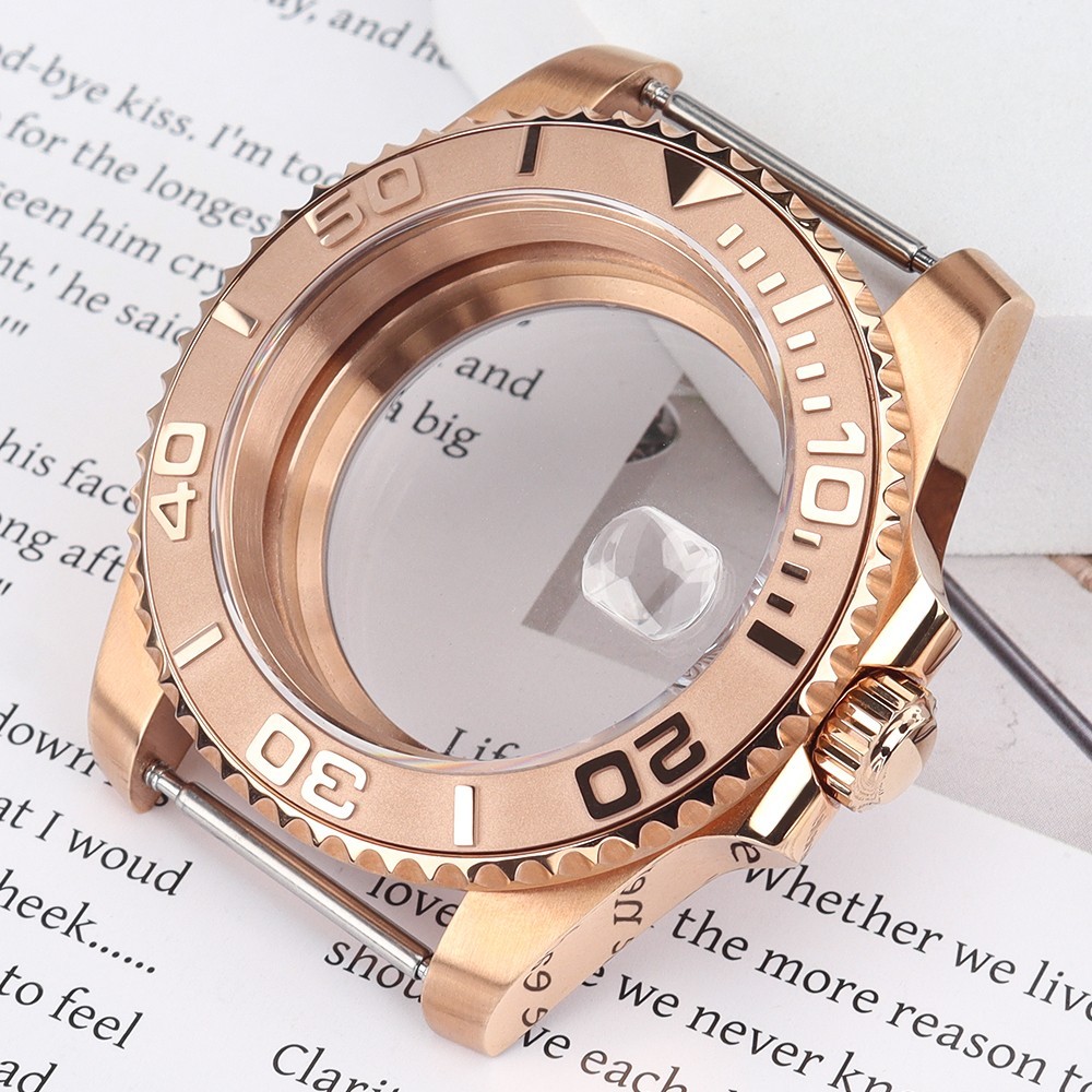 40mm Pilot Watch Case Rose Gold SUB Bezel For Seiko NH35 34 Miyota 8215 Movement