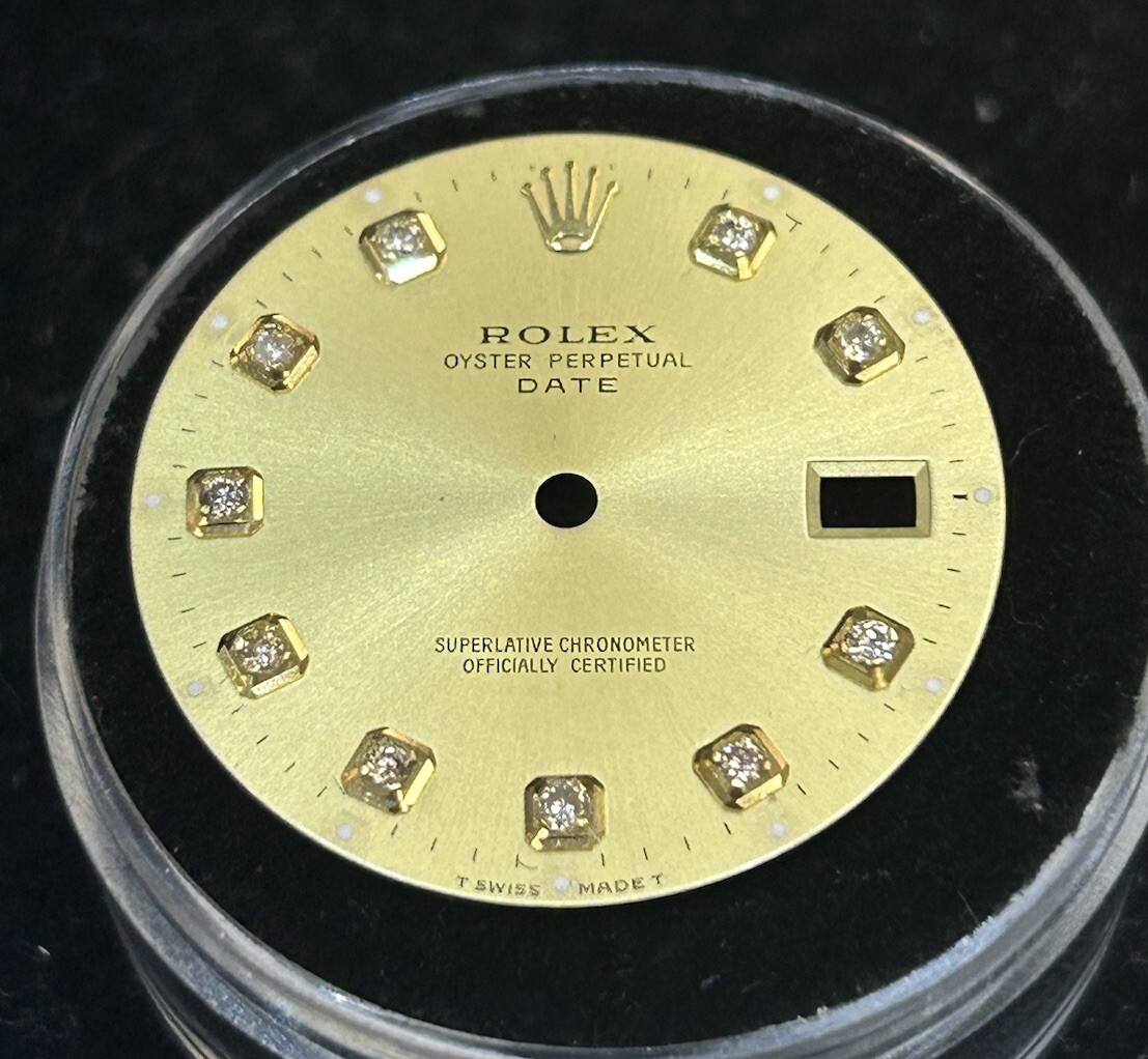 Rolex Date 34mm Watch Custom Champagne Diamond Dial For Models 15000 15233 15203