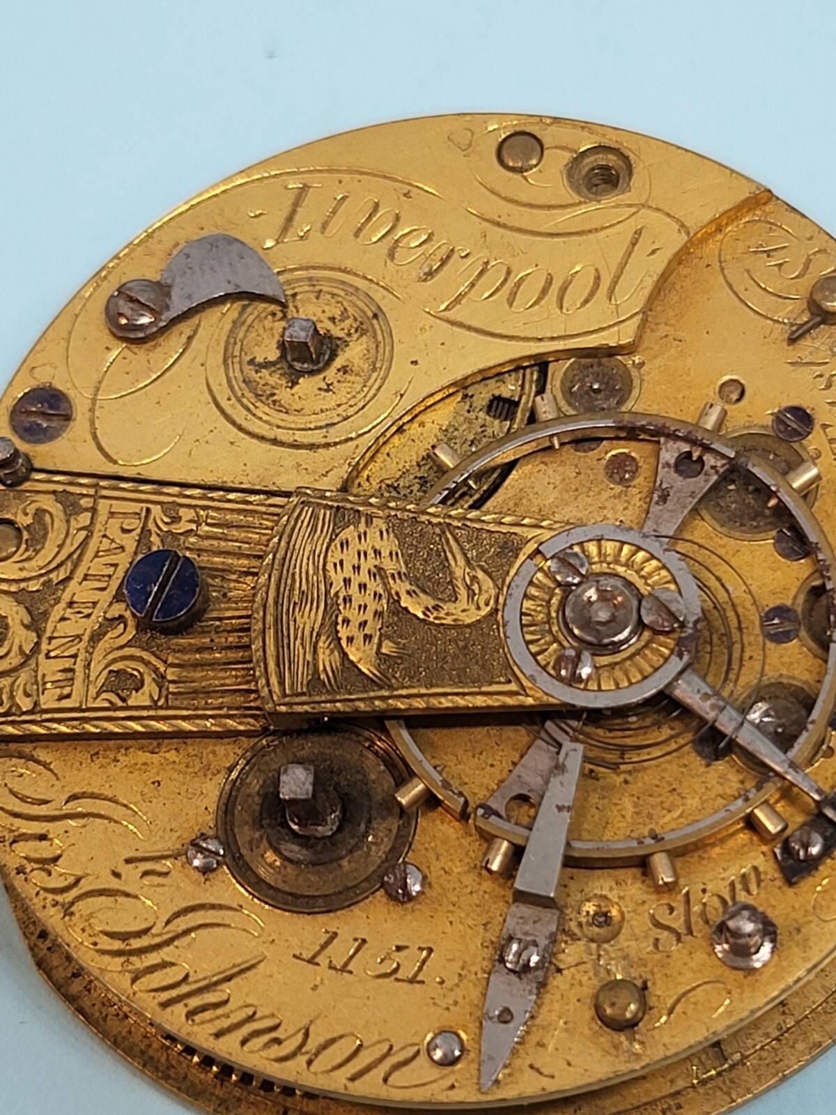 Joseph H Johnson Fusee Pocket Watch Movement 25 Church St. 42.2mm