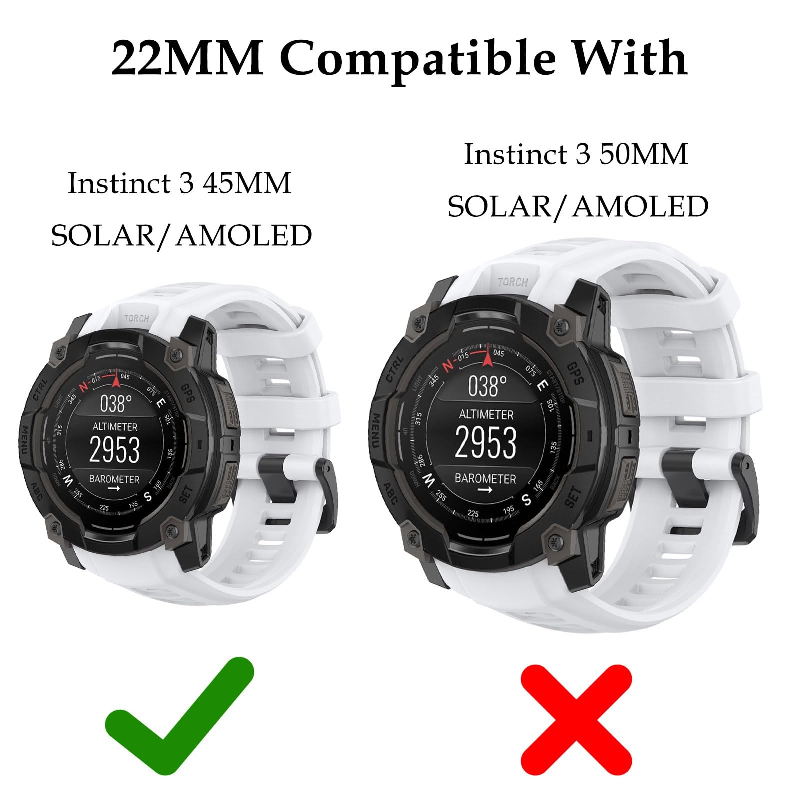 TopPerfekt Band Compatible with Garmin Instinct 3 45mm/50mm, Soft Silicone Re…