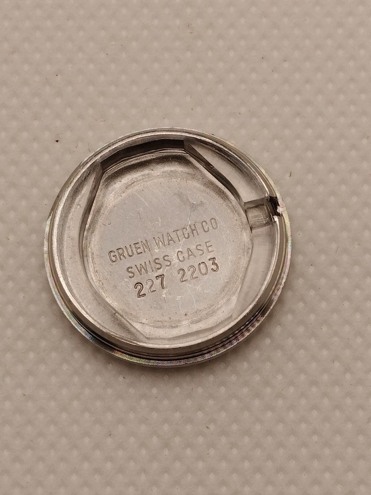 Gruen Watch Case w Crown 227-2203 22mm Swiss Stainless Steel New Old Stock (NOS)