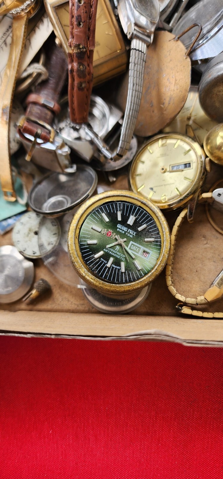 Vintage Pocket & wristband Watches Movements,faces,Crown for parts box #5 W1