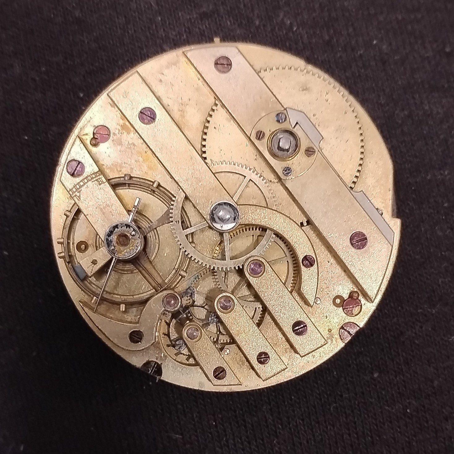 Brass Mechanical Manual Watch Movement with Roman Numeral Dial Sub-Seconds