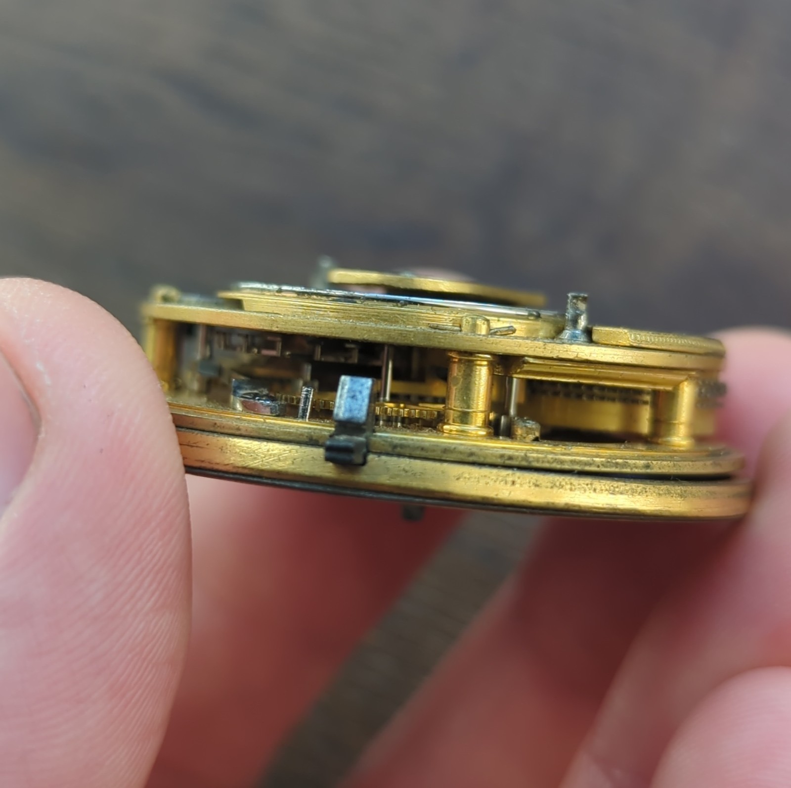 English Cylinder Pocket Watch Movement to Repair, Diamond Stone (AT45)