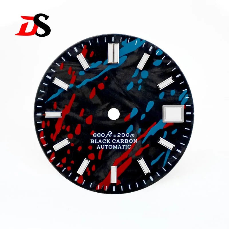DS Colorful Graffiti Carbon Fiber Dial Color Ink Date Blue Lume 28.5mm NH35 SMod