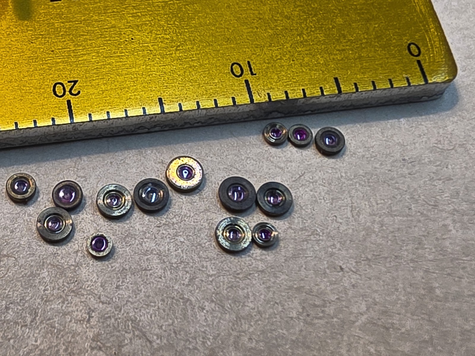 Lot Of 17 Elgin Bracelet Watch Balance Hole Jewels With A Mix Of Sizes