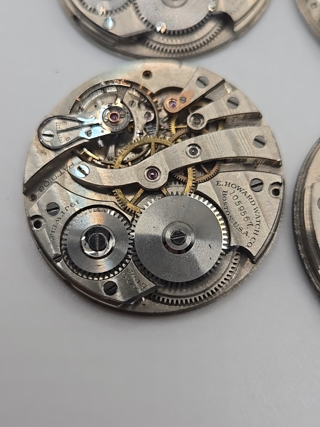 Lot Of 4 Antique E Howard Pocket Watch Movements 12s For Repairs