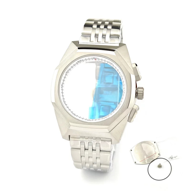 44.5mm Stainless Watch Case+Strap Sapphire for VK63 VK64 Movement 32.5mm Dial
