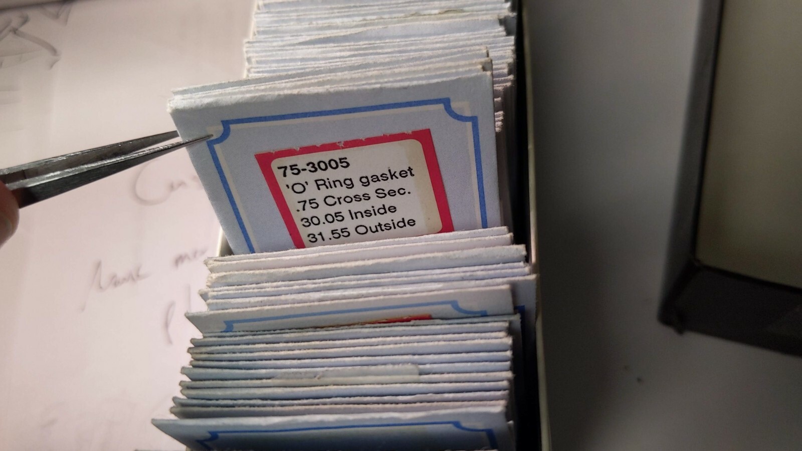 J Borel Box of back gaskets, various O-RING gaskets. some labeled. some not labe