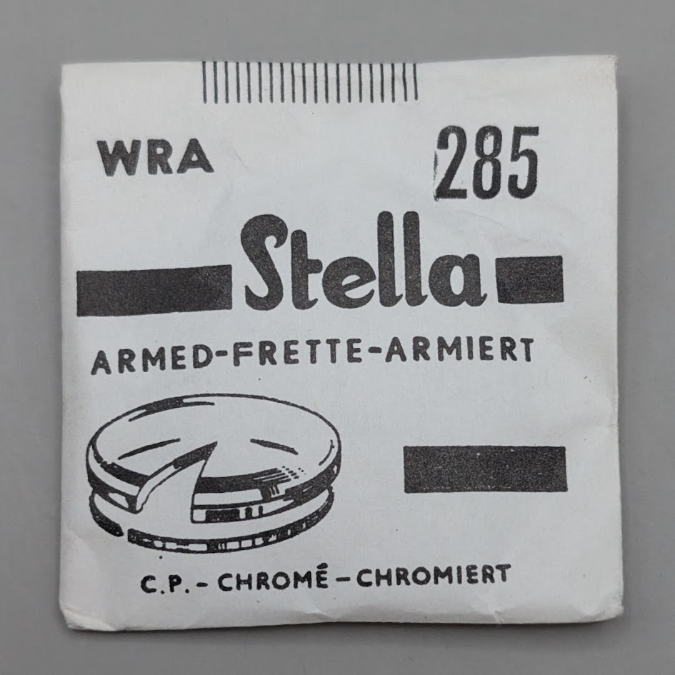 NOS Stella 28.5mm Armored Watch Crystal Round Chrome Silver Tone Tension Ring