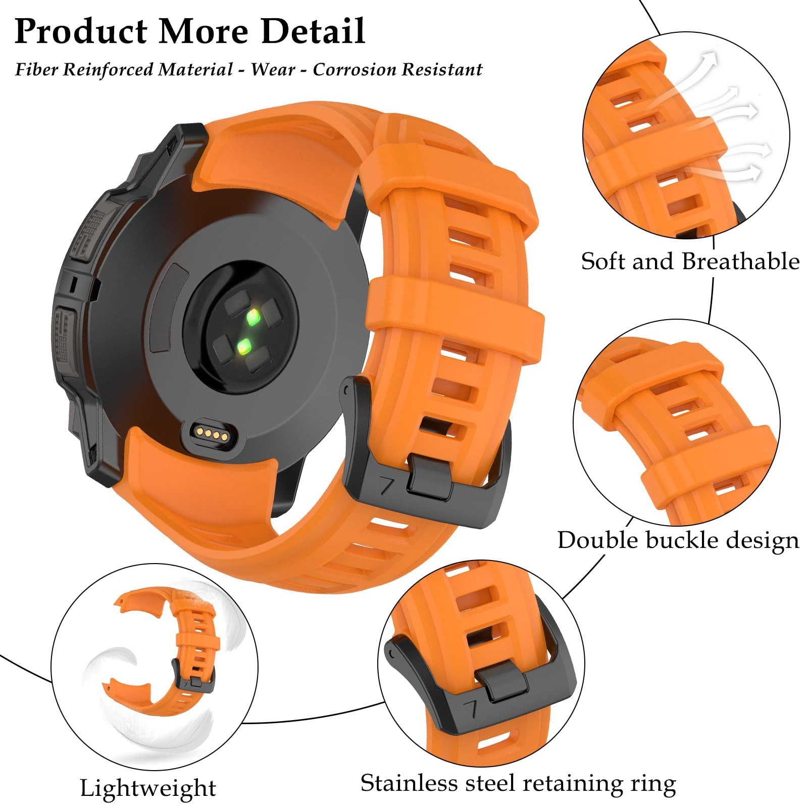 TopPerfekt Band Compatible with Garmin Instinct 3 45mm/50mm, Soft Silicone Re…