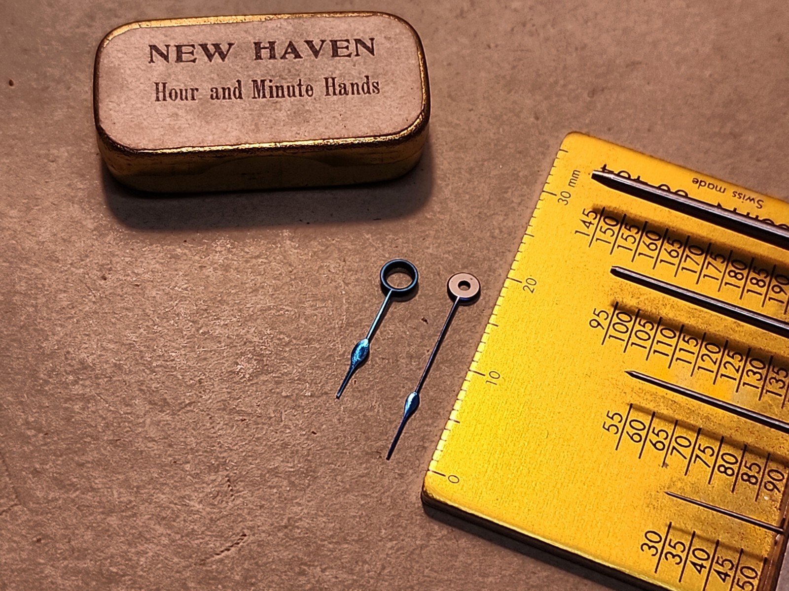 Set Of NOS New Haven Blue Spade Hour/Minute Hands With 250/100 Hole Sizes