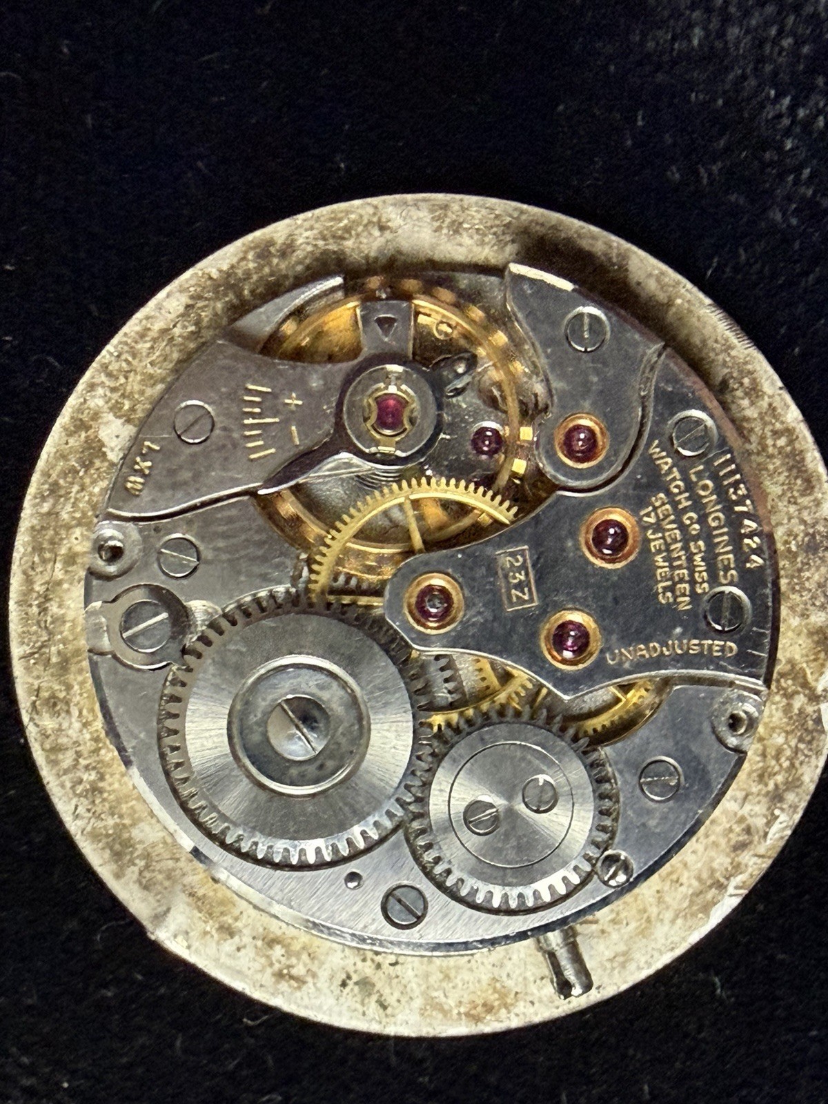 Vintage Longines Cal 23z Watch Movement Complete Running Dial Parts Repair