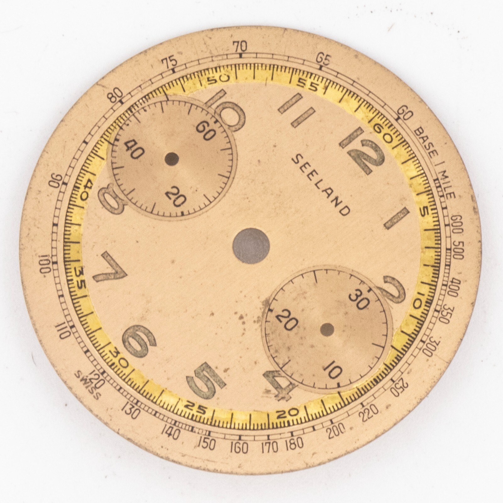 Partial Vintage Landeron 2-Reg Chronograph Wristwatch Movement w/Seeland Dial